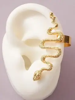 Скидка на Кафф на левое ухо змея золото клипсы на уши сережка на хрящ