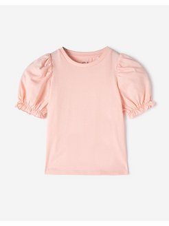 Скидка на Розовая футболка с объёмными рукавами для девочки