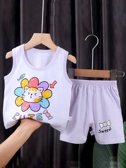 Скидка на Костюм майка шорты летние для малыша новорожденного футболка