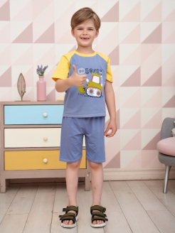 Скидка на Пижама футболка, шорты для мальчика девочки, детская одежда