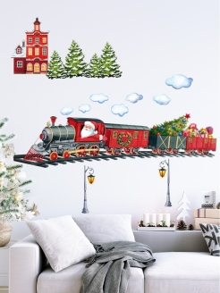 Скидка на Новогодняя наклейка интерьерная Поезд, новогодний декор