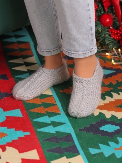 Отзыв на Следки носки тапочки шерстяные теплые домашние зимние вязанные спицами мужские женские термо подарок