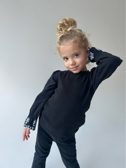 Скидка на Черный нарядный свитшот для девочки с декоративными рукавами