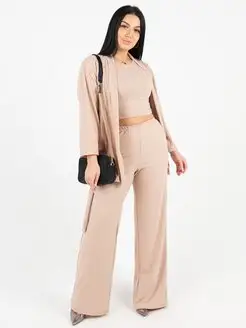 Скидка на Костюм кроп-топ с накидкой и брюками палаццо