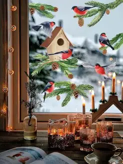 Скидка на Наклейки новогодние интерьерные на окна и стены