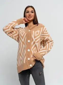 Скидка на Кардиган женский длинный на пуговицах вязаный свитер
