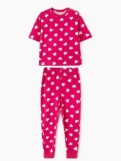 Скидка на Розовая пижама oversize с сердечками для девочки
