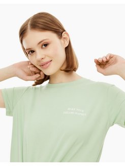 Скидка на Светло-зеленая футболка с принтом