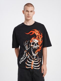 Скидка на Мужская футболка с принтом скелета