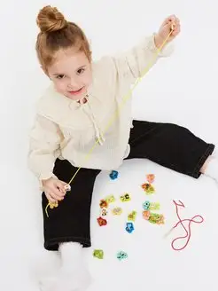 Скидка на Сортер шнуровка для детей развивающая с животными и фруктами