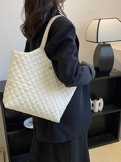 Скидка на Женская тканевая сумка шоппер стеганая через плечо