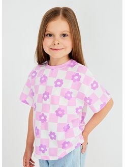 Скидка на Укороченная футболка для девочек с набивным рисунком