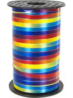 Скидка на Лента упаковочная декоративная для шаров радуга 250 метров