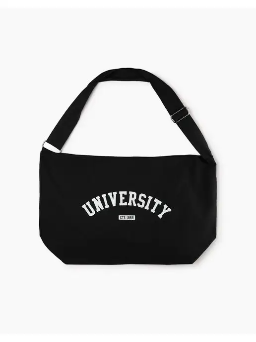 Скидка на Чёрная текстильная сумка с принтом University