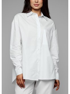 Скидка на Блузка оверсайз рубашка белая нарядная