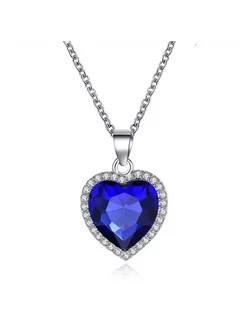 Скидка на Подвеска с синим камнем сердечко