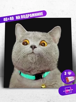 Скидка на Алмазная мозаика 40х40 Удивленный кот мем