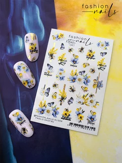 Скидка на Наклейки для ногтей слайдеры для маникюра цветы лето набор