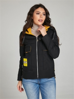 Скидка на Куртка женская осень короткая с капюшоном больших размеров