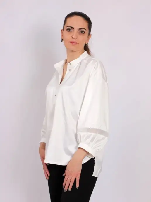 Скидка на Блузка белая шелковая большие размеры