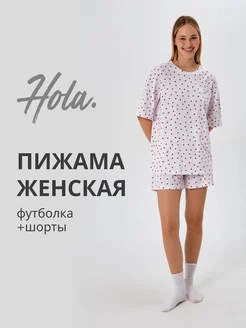 Скидка на Пижама женская комплект футболка с шортами
