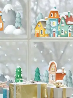 Скидка на Новогодние наклейки на окна и стены