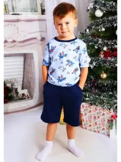 Скидка на Пижама для мальчика с шортами коротким рукавом хлопок