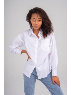 Скидка на Рубашка белая женская офисная оверсайз классическая