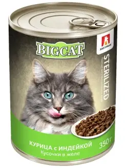 Скидка на Корм для кошек влажный Big Cat Sterilized курица с индейкой