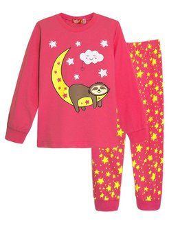 Скидка на Пижама детская для девочки с принтом ленивец