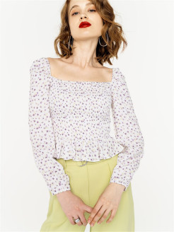 Распродажа Блуза с длинным рукавом
Короткий топ-резинка с цветочным принтом