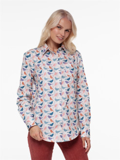 Распродажа Рубашка полуприталенного силуэта из хлопка с дизайнерским принтом