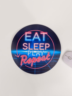 Распродажа Коврик для мышки "Eat, sleep, play, repeat" 22*22 см.
Гладкая поверхность