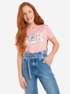 Распродажа Розовая футболка с принтом для девочки