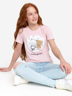 Распродажа Розовая футболка с принтом для девочки