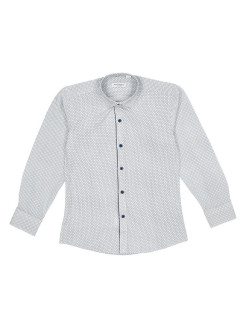 Распродажа Приталенная рубашка с длинными рукавами, выполнена из смесовой хлопковой ткани с принтом "горошек"