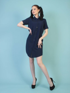 Распродажа Платье-рубашка с поясом, длина 91 см, рукав 20 см, мерки 42 размера
