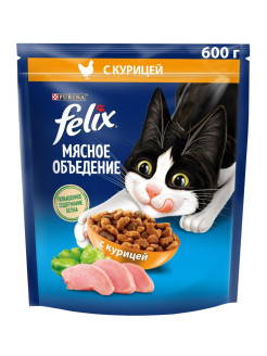 Отзыв на Сухой корм Felix Мясное объедение для взрослых кошек, с курицей, 600 г