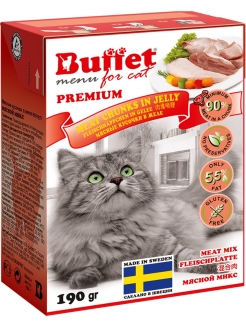 Отзыв на BUFFET Tetra Pak 190 г консервы для кошек кусочки в желе мясной микс