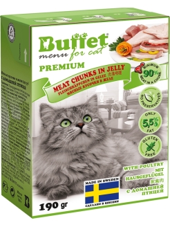 Отзыв на BUFFET Tetra Pak 190 г консервы для кошек кусочки в желе с домашней птицей