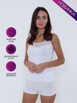 Отзыв на Майка женская бельевая под пиджак и для дома, летняя топ рубашка без рукавов