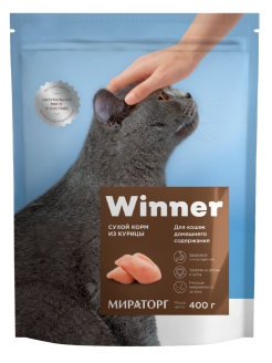 Отзыв на Корм сухой WINNER для кошек домашнего содержания из курицы 0,4кг