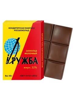 Отзыв на Шоколад 50г "Дружба" молочный в картонной упаковке